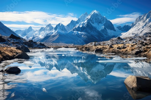 Glass -reflected glacier stunning landscape., generative IA