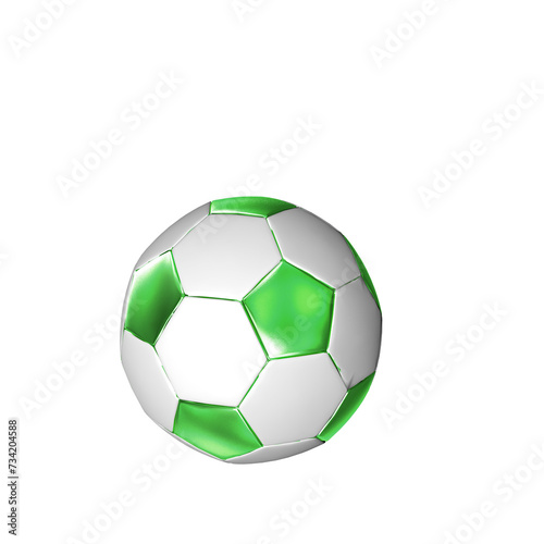 3d symbol made from green soccer balls