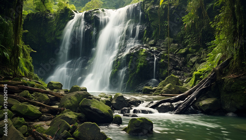 Freshness of flowing water in a majestic tropical rainforest generated by AI