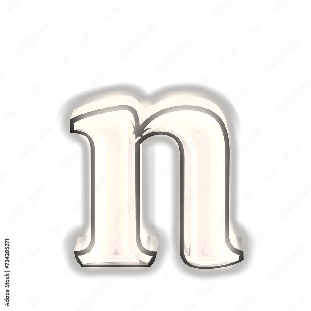 Glowing silver 3d symbol. letter n Glowing silver 3d symbol. letter n