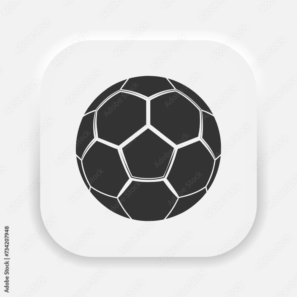 Fototapeta premium A ball for playing soccer icon in neumorphism style. Football symbol. Vector EPS 10