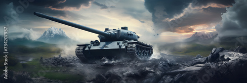 tanks wallpaper, in the style of aggressive digital illustration, realistic landscapes with soft, tonal colors, vintage cinematic look, photo-realistic landscapes, explosive wildlife, movie poster