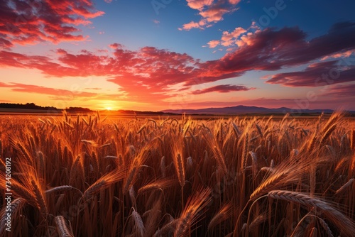Golden wheat field at dusk., generative IA