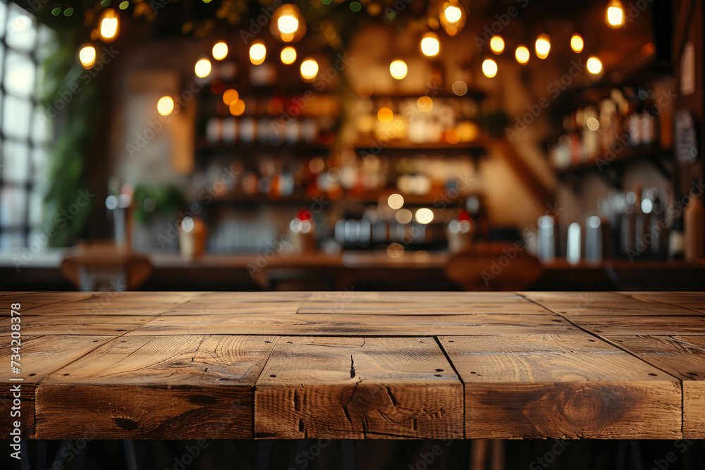 Chic Wine Bar Setting: Delicate Wooden Table Blur