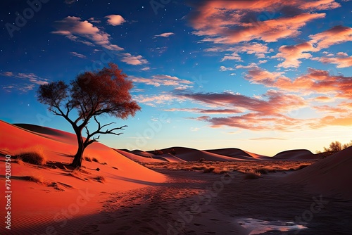 Night desert under stunning starry sky., generative IA