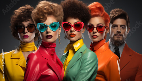 Fashionable women in sunglasses exude elegance and beauty generated by AI