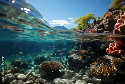 Boat trip reveals marine life in colorful reefs., generative IA © JONATAS