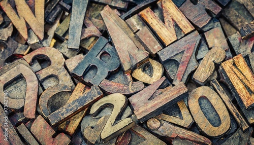 old wood letterpress letters background