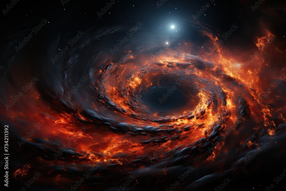 Black hole supermassive distorting the stellar light., generative IA - obrazy, fototapety, plakaty 