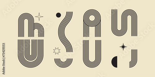 Boho geometric line art. Vector design mental health concept.