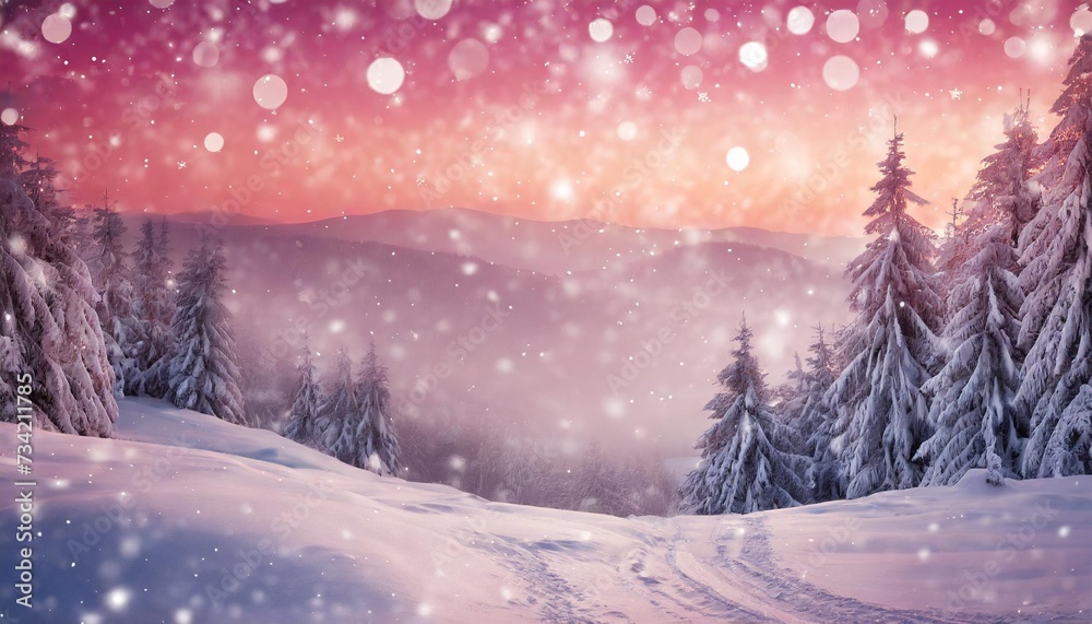abstract pink christmas winter background