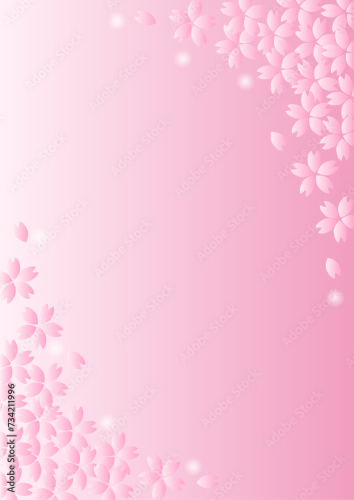 桜の花のフレームイラスト（グラデーション背景）