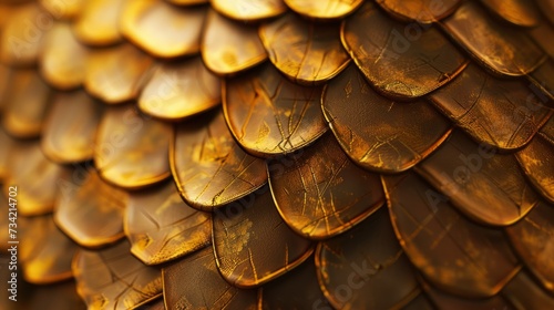 Golden metallic texture of dragon or snake scales Generative AI