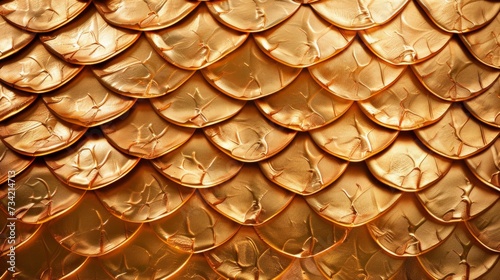 Golden metallic texture of dragon or snake scales Generative AI