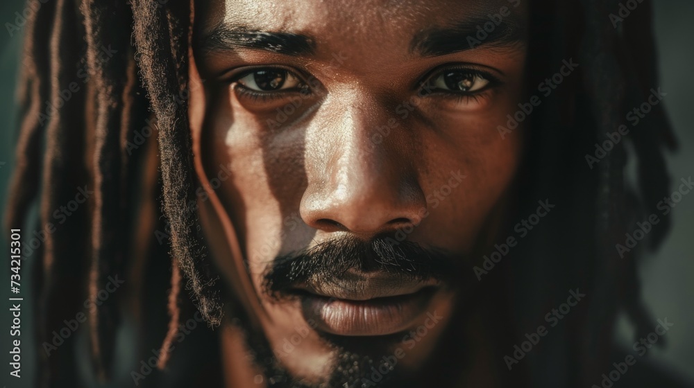 Portrait of Serious Black Man with Dreadlocks Generative AI Portrait of Serious Black Man with Dreadlocks Generative AI