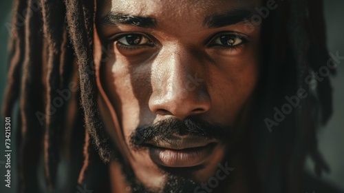 Portrait of Serious Black Man with Dreadlocks Generative AI © Alex