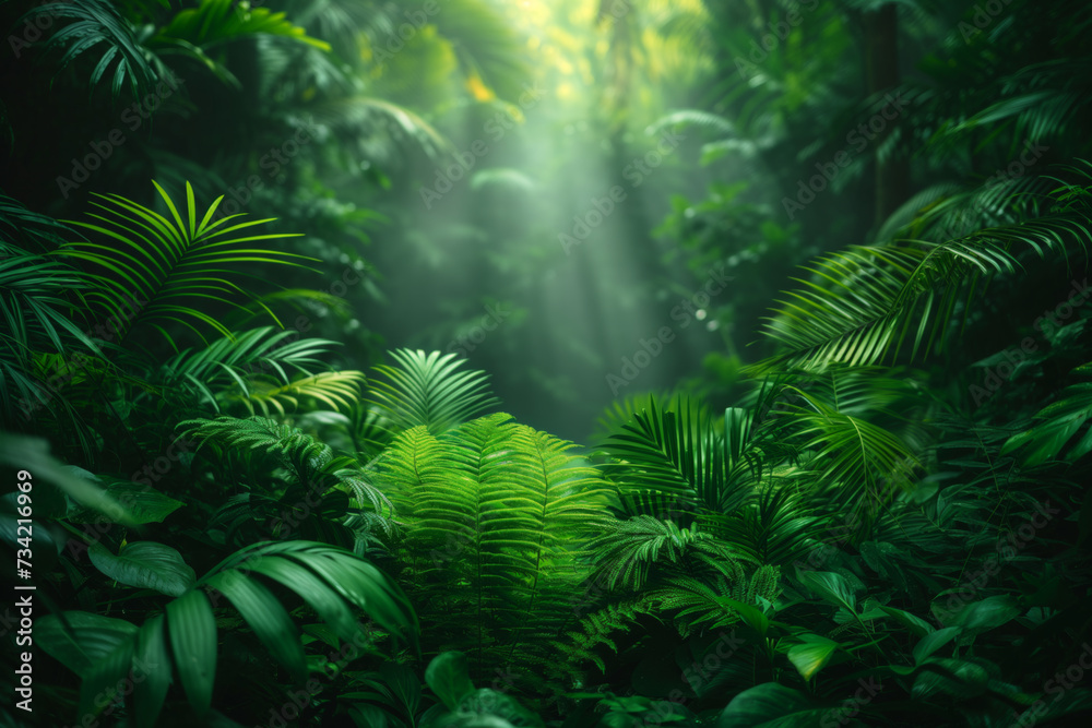 Majestic lush green forest filled with abundant leaves nature wallpaper background