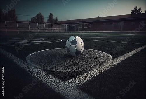 Football, soccer pitch. 3D Rendering. Generative AI