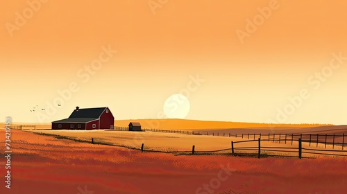 sunsunrise farm landscape silhouette