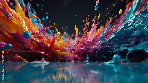 "photo abstract colorful splash 3d background generative ai background