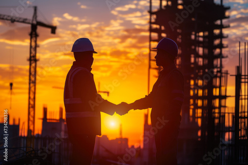 Solidarity in Structure: Engineer and Worker Shake Hands