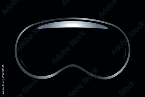 State of the art technology, Vision pro-virtual reality glasses innovative technology isolated on black background. Vector illustration, eps 10