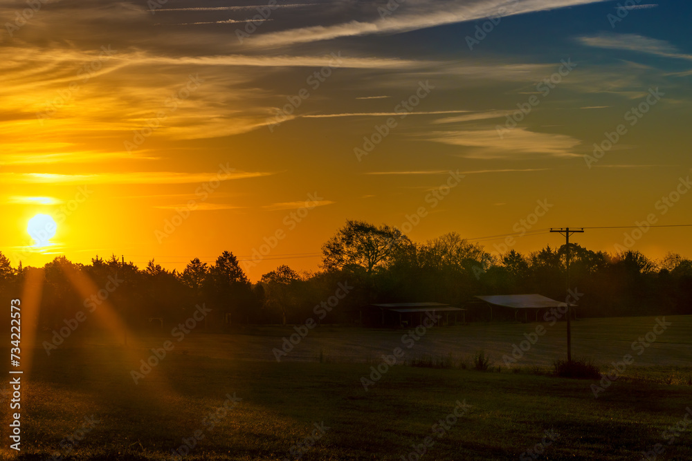 Beautiful sunrise seen in Virginia's rural Countryside