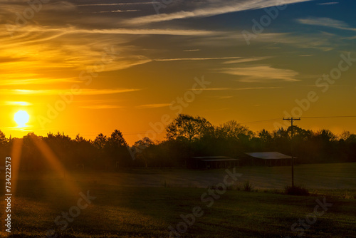 Beautiful sunrise seen in Virginia s rural Countryside