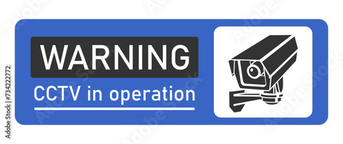 Vector Oblong Horizontal Sign of CCTV Camera and Video Surveillance