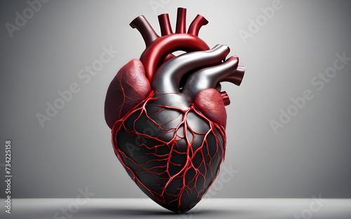 Abstract human heart shape with red cardio pulse line