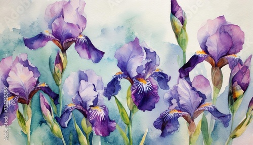 delicate iris flowers painted with watercolor paint watercolor floral background