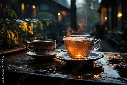 Rain, hot tea and warmth., generative IA