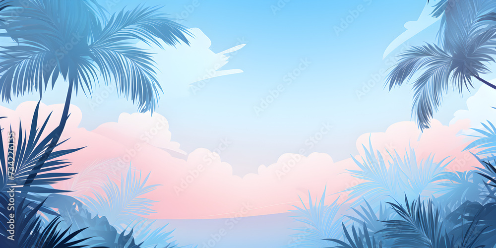 Soft pastel blue abstract tropical theme background