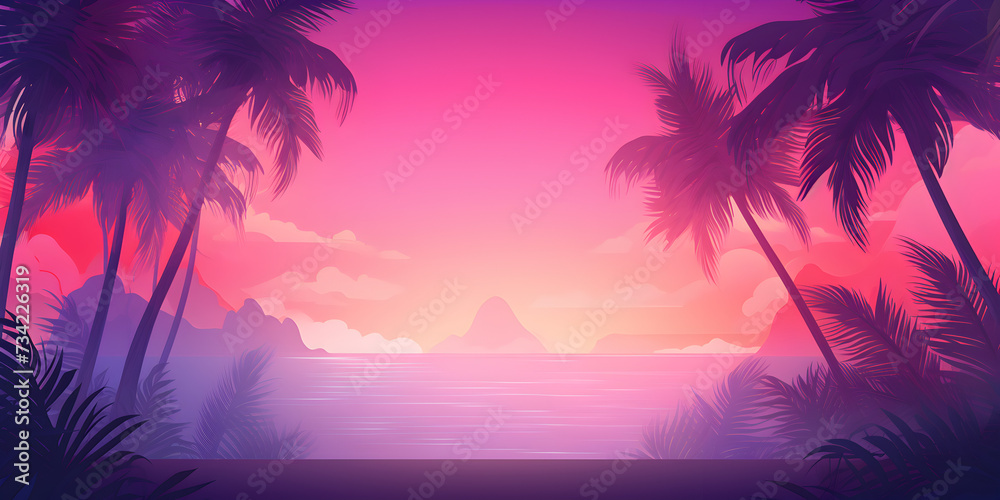 Gradient pink and purple abstract tropical theme background