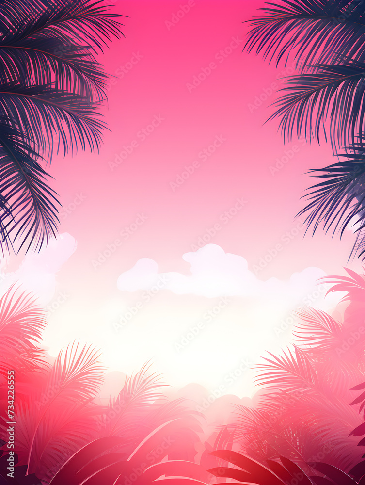 Bright pink abstract tropical theme background