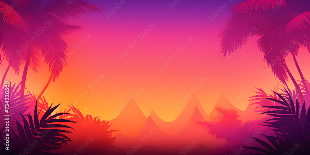 Gradient purple and orange abstract tropical theme background