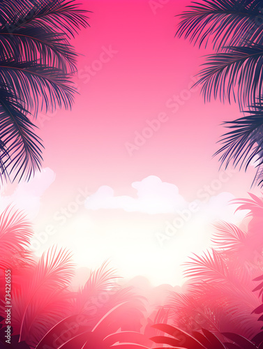 Bright pink abstract tropical theme background © TatjanaMeininger