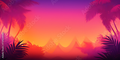 Gradient purple and orange abstract tropical theme background