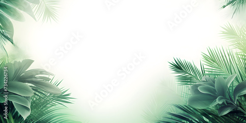 Gradient white and green abstract tropical theme background