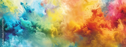 Color ink water rainbow background blend abstract cloud paint swirl burst. Colorful ink abstract  rainbow swirls in a burst of artistic energy. Pigment liquid chemical science