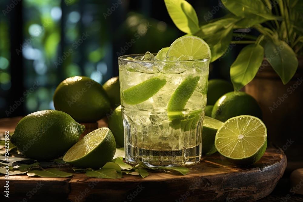 Refreshing and tropical Brazilian caipirinha., generative IA