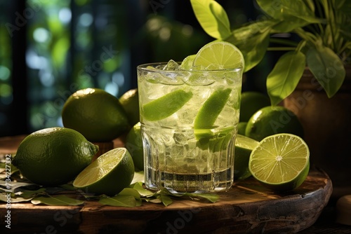 Refreshing and tropical Brazilian caipirinha., generative IA