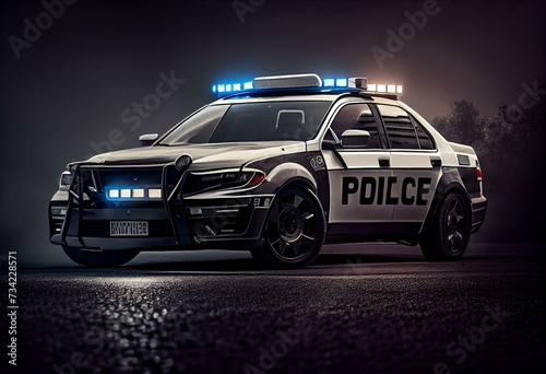 Police Car Isolated. Generative AI