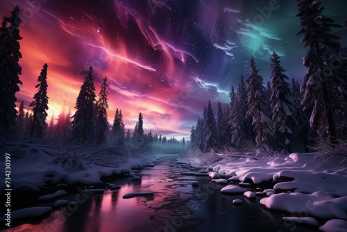 Polar auroras illuminate the night sky., generative IA © JONATAS