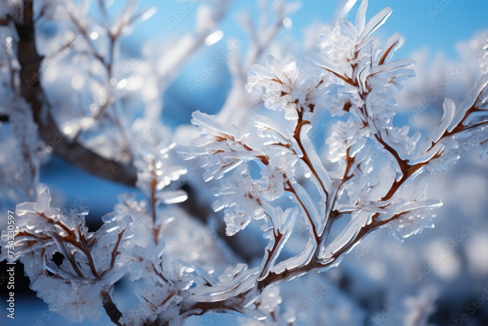 Obraz premium Janelas and cold glasses in frozen landscape., generative IA