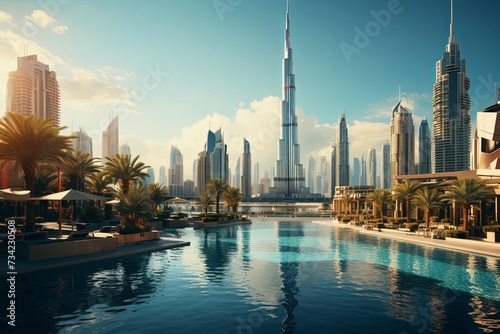 Panoramic view of Modern city of the luxury center with Dubai city