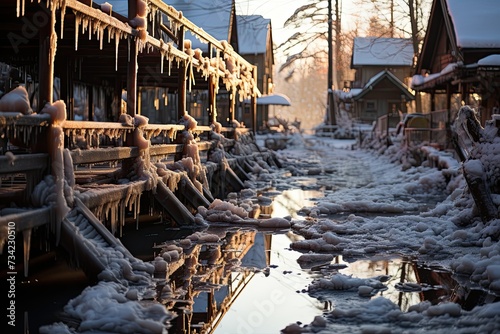 Frozen pipes cause damage in winter., generative IA