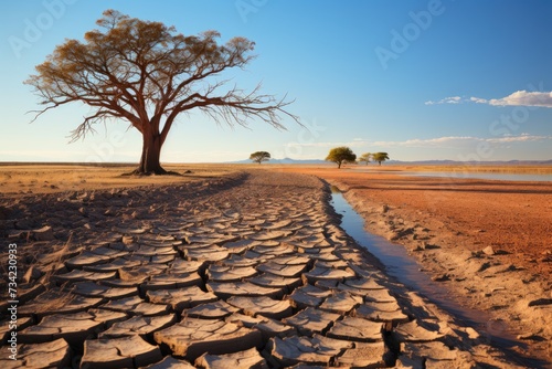 Relentless desertification turning fertile land into desert., generative IA