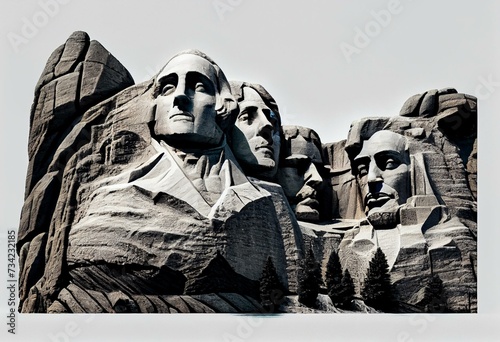 Mount Rushmore National Memorial in South Dakota (USA) isolated on white background. Generative AI photo