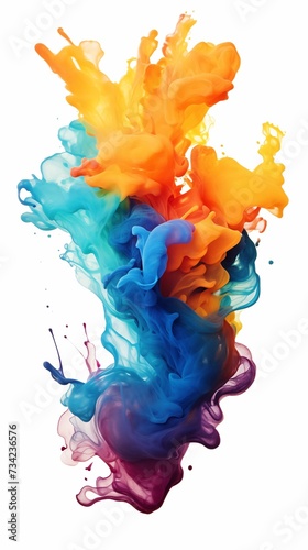 Splash of watercolor paint on a white background, variety of colors, splashes, local transparency of paint.